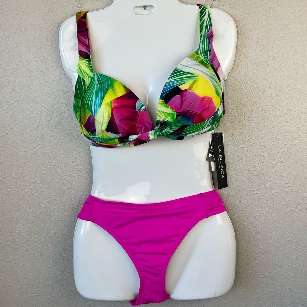 NWT La Blanca Tropical Bikini Top and Bottoms Size 12